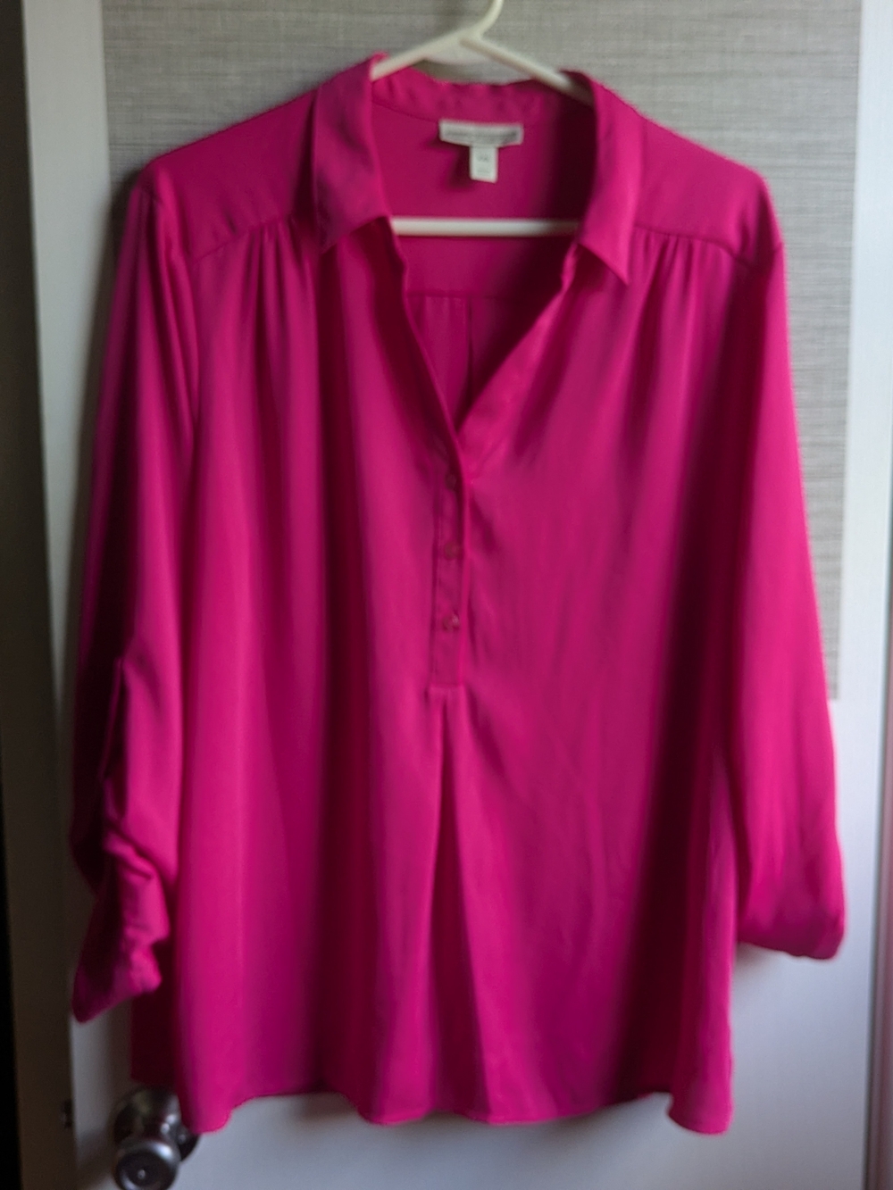 Dana Buchman Vibrant Hot Pink Button-Front Blouse